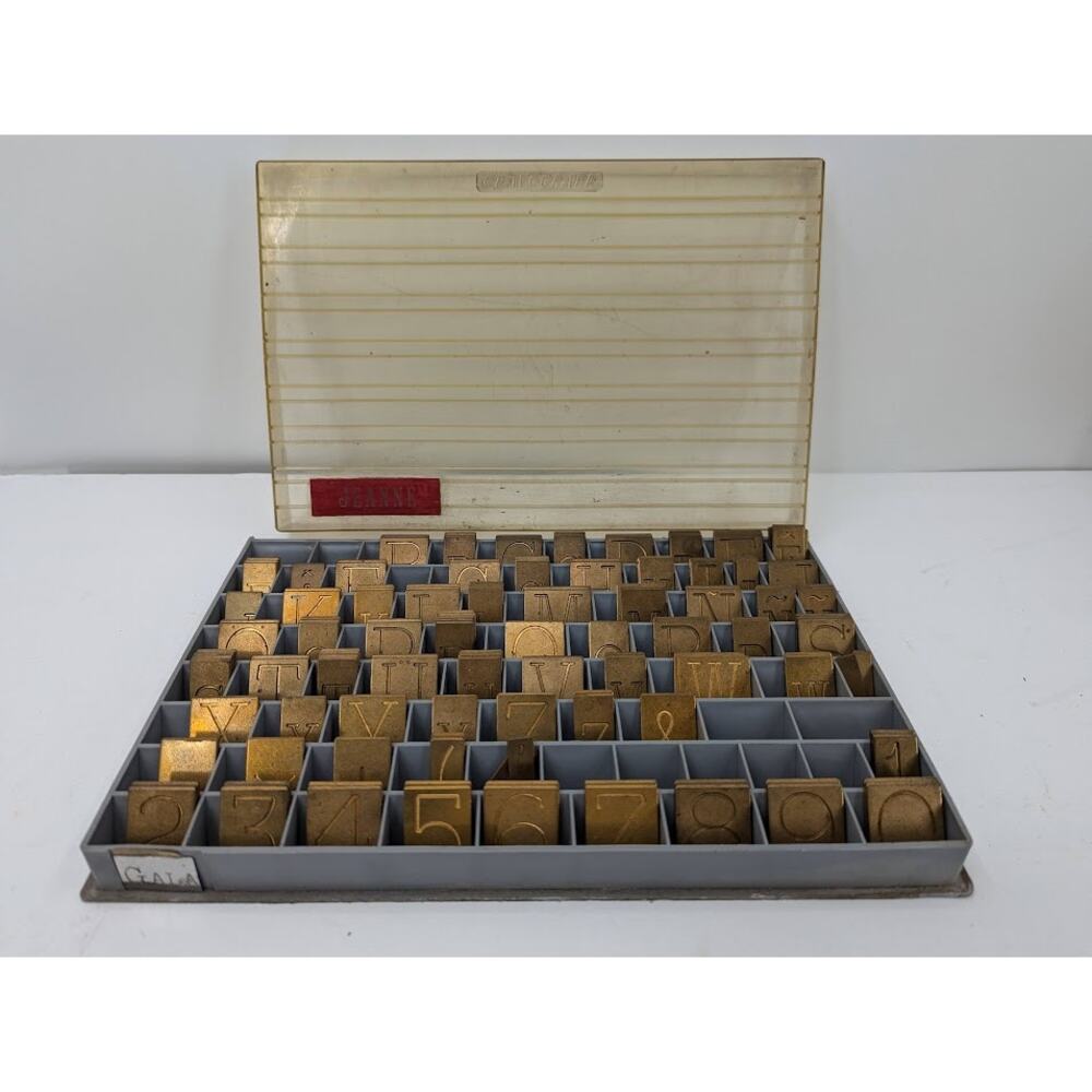Gravograph Miscellaneos BRASS letters GALA Typeset Printer 1 1/4" tall 3.75 LBS
